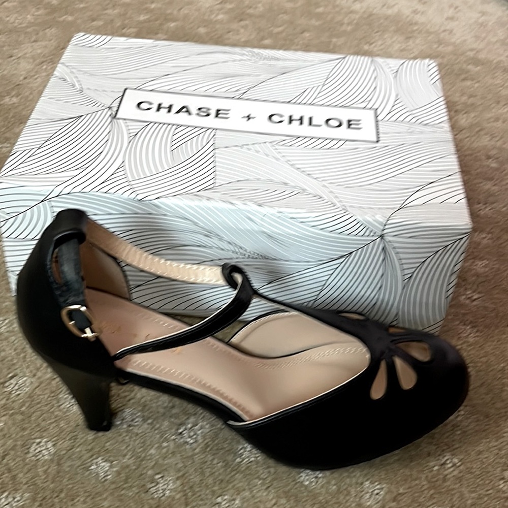 Here is a beautiful set of shoes. Worn once . And only for  a hour . No scuffs .